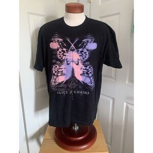 Alice In Chains Female Moth Butterfly T-shirt Size XXL Black